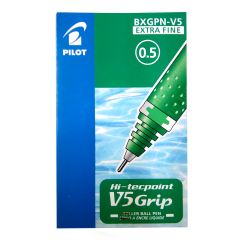 Pilot Green Hi Techpoint V5 Grip Pen Pack Of 12