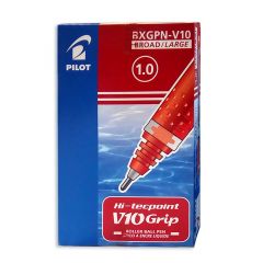 Pilot Red Hi-Techpoint V-10 Grip Pack Of 12