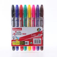 Luxor Twin Marker Set - Dual Tip, Perfect for Drawing, Coloring & Writing (Pack of 8)