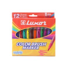 Luxor Color Brush Pen Set - Flexible Brush Tip, Perfect for Calligraphy, Drawing & Coloring (Pack of 12)