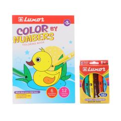 Luxor Color By Number Set - Engaging & Educational Coloring Activity for Kids (Pack of 12)
