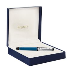 Waterman Expert Deluxe Blue Chrome Trim  Fountain Pen Medium Nib