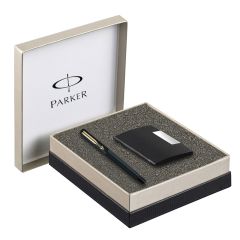 Parker Vector Matte Black Fountain Pen Gold Trim + Free Card Holder Gift Set