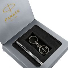 Parker Vector Special Edition Roller Ball Pen Chrome Trim+Free Parker Keychain Gift Set