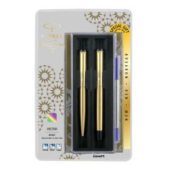 Parker Vector Gold Roller Ball and Ball Pen Combo, Luxurious and Elegant, Ideal for Office Professionals, College Students, and Individual Use, Smooth Writing and Stylish Design