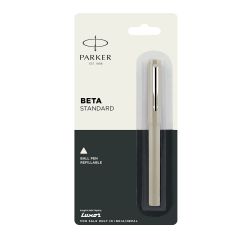 Parker Beta Standard Ball Pen Chrome Trim Systemark Light Grey Body Color