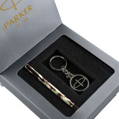 Parker Vector Camouflage Special Edition Chrome Trim Roller Ball Pen Brown Body Color + Free Key Card Holder Gift Set