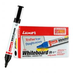 Luxor Refillable White Board Marker - Black - Box Of 10