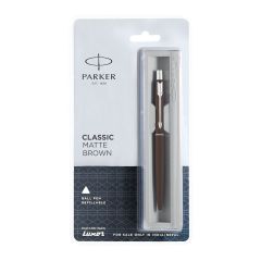 Parker Classic Matte Brown Chrome Trim Ball Pen