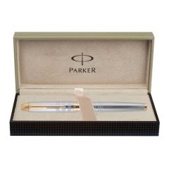 Parker Odyssey Shiny Chrome Chiselled Gold Trim Fountain Pen