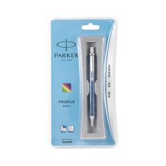 Parker Profile Ball Pen Chrome Trim Blue Body Color