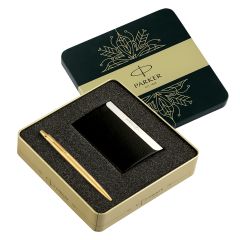 Parker Jotter Gold Ball Pen +Card Holder(Free)-Gift Set