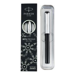 Parker Beta Premium Ball Pen Chrome Trim Silver Finish Cap 