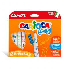 Luxor Carioca : Valorous Marker Round Tip with washabel ink (Assorted Color 12 Pieces)
