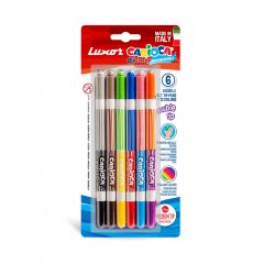 Luxor Carioca : Bi-Color Conical Dual Felt Tip with Washable Ink  (Assorted color 6 pieces)