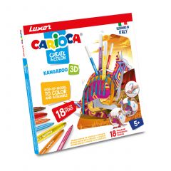 Luxor Carioca : Kangaroo Felt Tip Pens with washable ink (Assorted color, 18 Pieces + 3D Model)