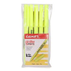 Luxor Gloliter Marker Pen - Fluorescent Yellow - Set Of 5