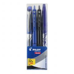 Pilot Super Combo-(Pilot Hitechpoint V10 Grip Pen Blue + Pilot Frixion Roller Ball Pen Blue + Pilot Bp1Rt Blue +Pilot Bp1Rt Black)