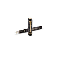 Parker Duofold 100 Black Gold Trim Fountain Pen (Medium Nib )