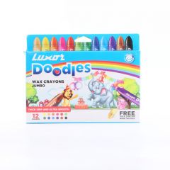 Luxor Doodles Jumbo Wax Crayons - Assorted Vibrant Colors with Bonus Gold Crayon - Perfect for Little Artists