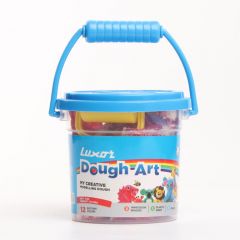Luxor Doodles Modeling Play Dough Bucket Set - Assorted Colors with Roller, Plastic Knife & Impressions Moulds - Creative Sculpting Fun for Kids
