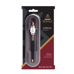 Luxor Royale Carnival Lacque black body, Shiny  chrome cap, Rose gold trim Ball Pen
