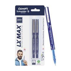 Luxor LX-Max Needle Tip Pens, Pack of 2 - Blue, Ideal for Precise Writing Tasks