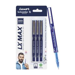 Luxor LX-Max Needle Tip Pens, Pack of 3 - Blue, Ideal for Consistent Writing