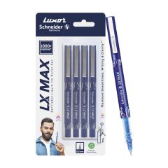 Luxor LX-Max Needle Tip Pens, Pack of 4 - Blue, Great for Consistent Office & School Use
