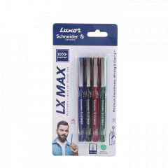 Luxor LX-Max Needle Tip Pens, Assorted Pack of 4, Perfect for Colorful & Diverse Writing