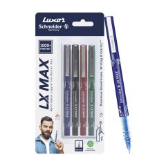 Luxor LX-Max Needle Tip Pens, Assorted Pack of 4, Perfect for Colorful & Diverse Writing