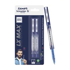 Luxor LX-Max Cone Tip Pens, Pack of 2 - Blue, Perfect for School & Office Tasks