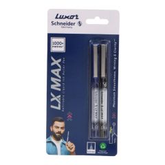 Luxor LX-Max Cone Tip Pens, Pack of 2 - Blue & Black, Suitable for Everyday Use