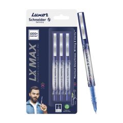 Luxor LX-Max Cone Tip Pens, Pack of 3 - Blue, Suitable for Everyday & Professional Writing