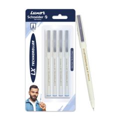 Luxor Schneider LX 801 Technoroller | Roller ball pen | Pack of 4 - Blue | Needle Tip | 0.5mm | 100% German Technology | Consistent Ink Flow | Unique Easy Gliding Tip | Smooth Writing Experience | Ideal for Students & Professionals