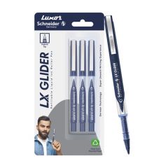 Luxor Schneider LX Glider, Pack of 3, Ink - Blue, Easy Gliding Hybrid Tip, German Technology, Best for Professionals & Fully Reliable