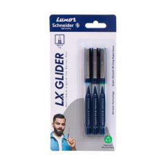 Luxor Schneider LX Glider, Pack of 3, Ink - 1 Blue 1 Black & 1 Green, Easy Gliding Hybrid Tip, German Technology, Best for Professionals & Fully Reliable