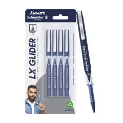 Luxor Schneider LX Glider, Pack of 3 Blue Ink Pen & 1 Refill , Easy Gliding Hybrid Tip, German Technology, Best for Professionals & Fully Reliable