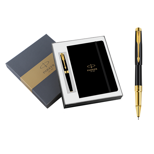 Parker Aster Laq Black GT Roller Ball Pen with Parker Note Book-A5 Size