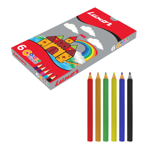 A set of 6 color pencil in a customized box, is high prenetration product in all socio economic group