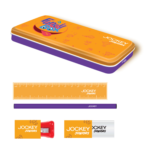 A full customized pencil box with stationery articles having longer shelf life.